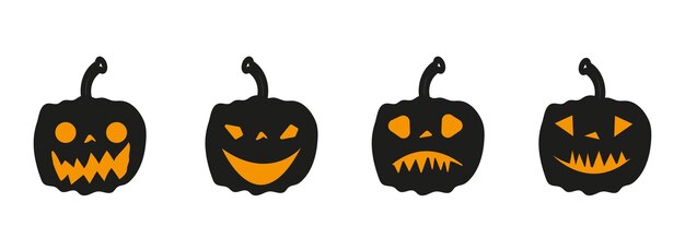 Conjunto de calabazas sobre un fondo blanco para su diseño para Halloween. ilustración vectorial