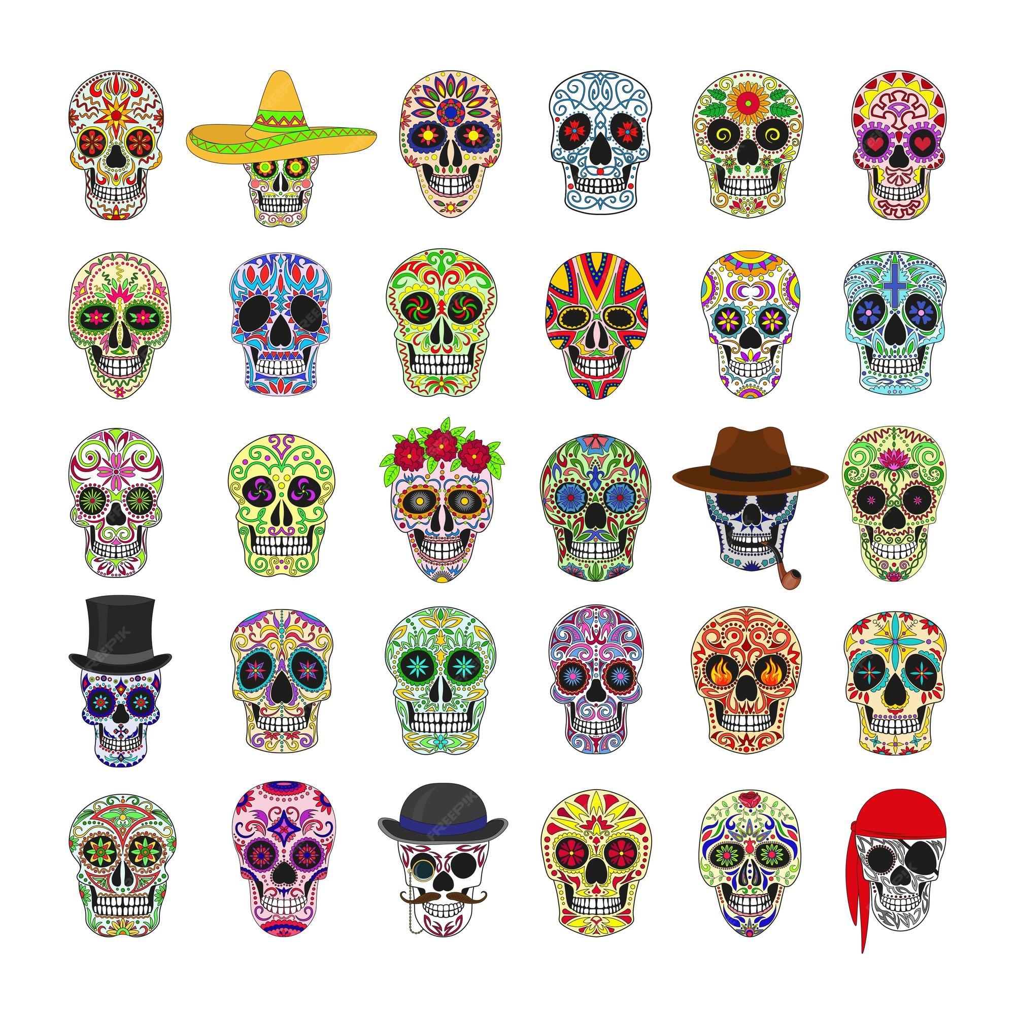 Detalle 34+ imagen calaveras dibujos colores