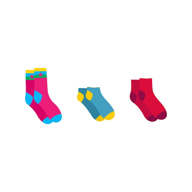 Conjunto de calcetines de colores en un patrón diferente. calcetines en estilo plano.