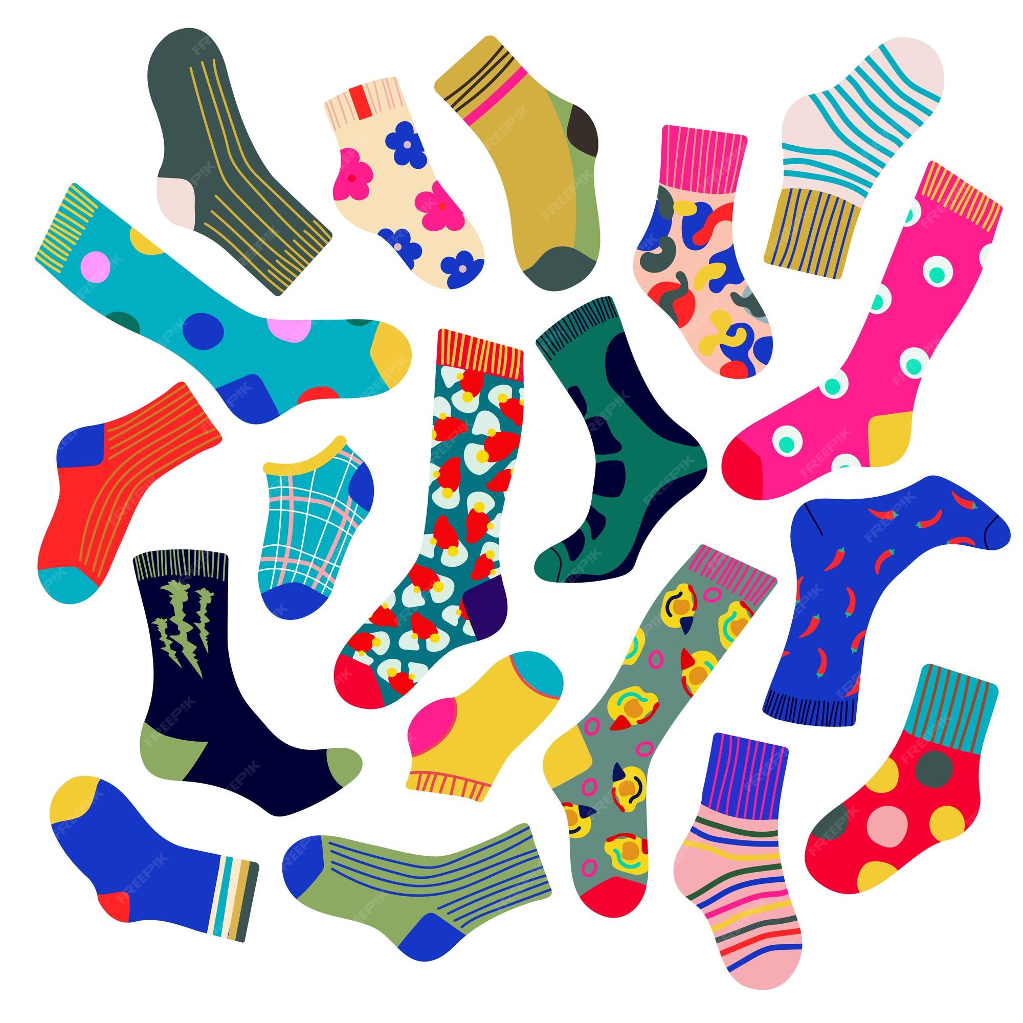 Conjunto calcetines coloridos de moda calcetines modernos en diferentes colores vista de arriba hacia abajo calcetines para hombres mujeres | Premium