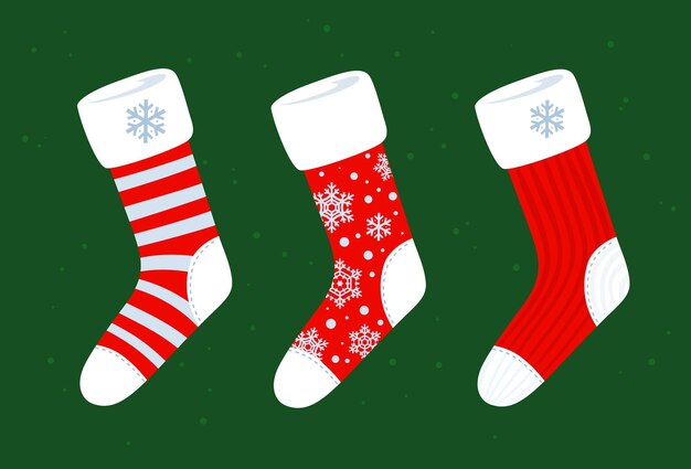 Vector conjunto de calcetines de navidad