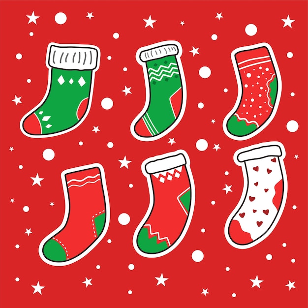 Vector conjunto de calcetines navideños