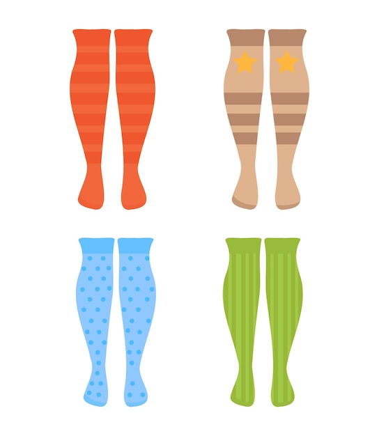 Vector conjunto de calcetines hasta la rodilla