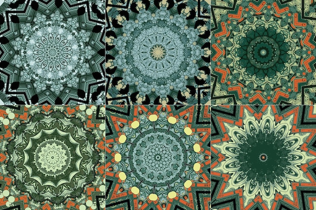 conjunto, de, caleidoscópico, floral, seamless, generado, textura
