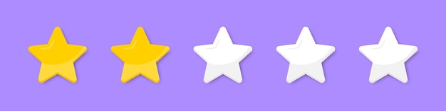 Conjunto de calificación de dos estrellas Concepto de testimonios y reseñas de usuarios