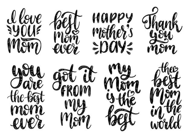 Conjunto de caligrafía del día de las madres