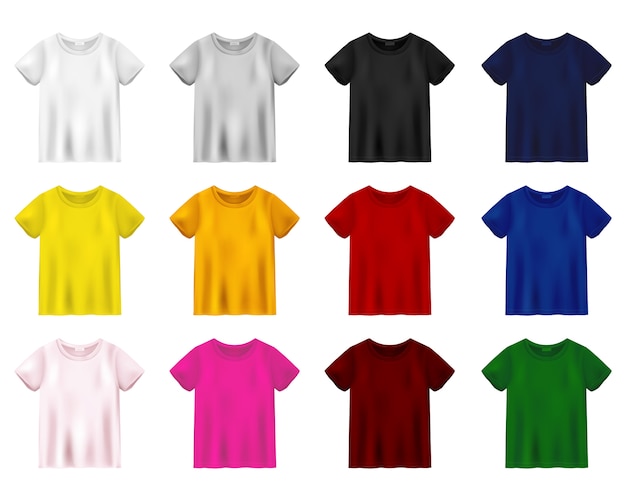 Conjunto de camiseta aislado sobre fondo blanco. plantilla de camiseta unisex.