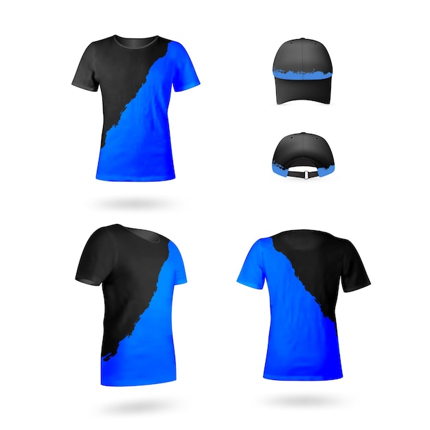 conjunto de camiseta azul maqueta de diseño de vector conjunto de colección de vector ilustración
