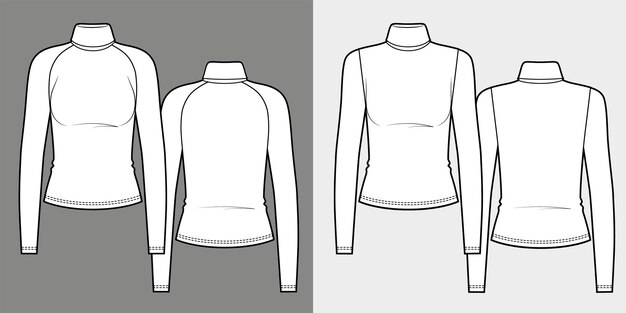Vector conjunto de camiseta de manga larga ajustada con cuello alto