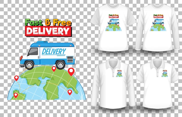 Vector conjunto de camiseta con tema de entrega