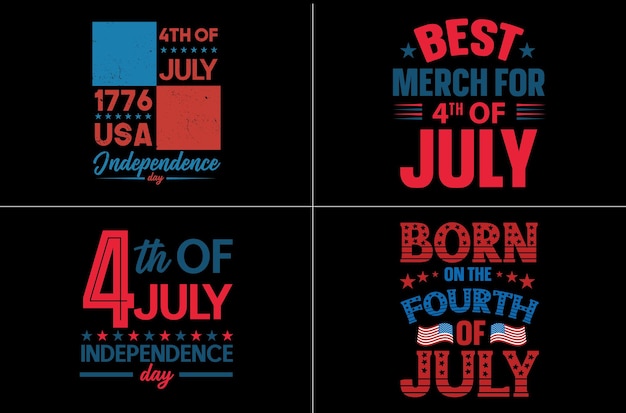 Conjunto de camiseta de tipografía del 4 de julio