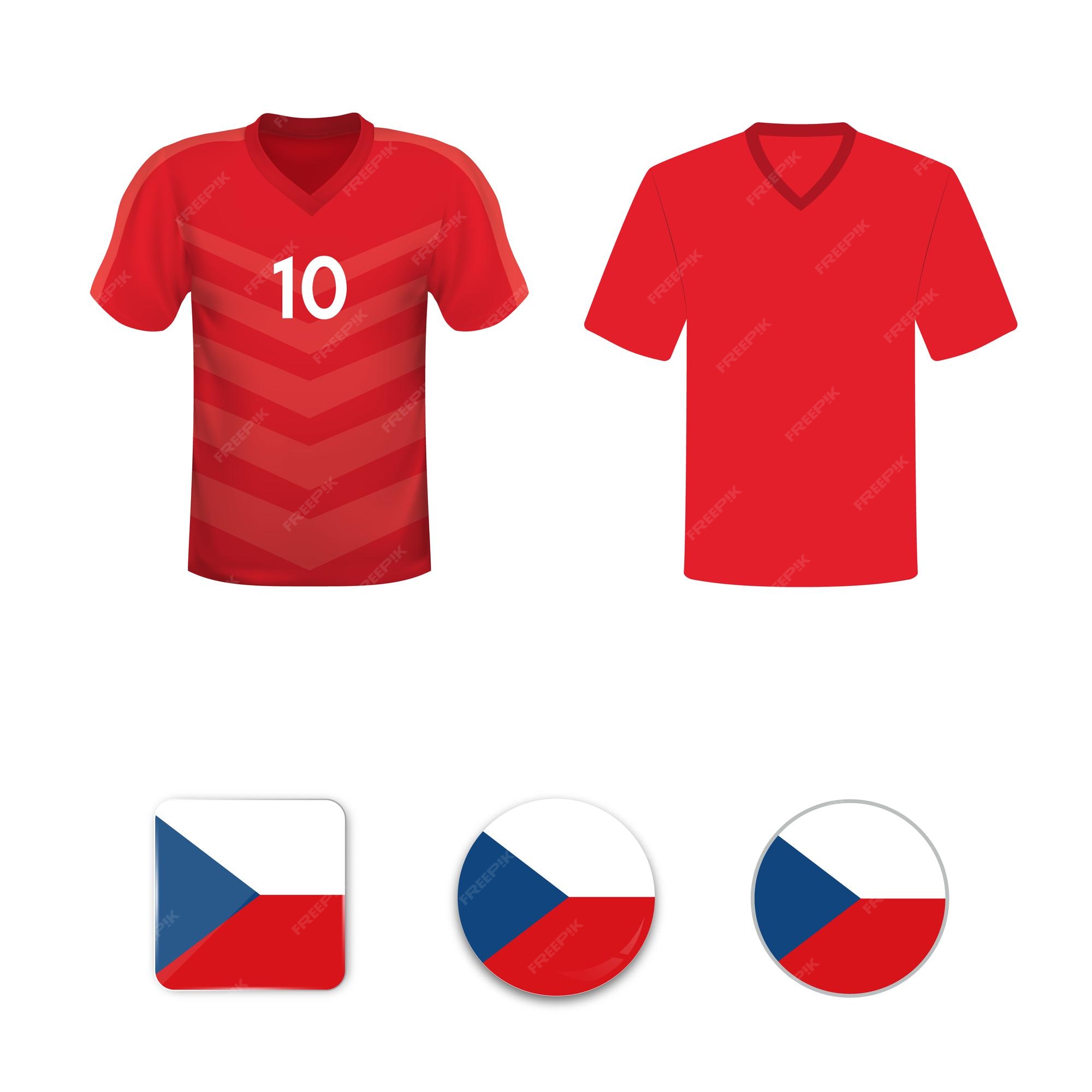 tímido canción Mula Conjunto de camisetas de fútbol y banderas de la selección de república  checa | Vector Premium