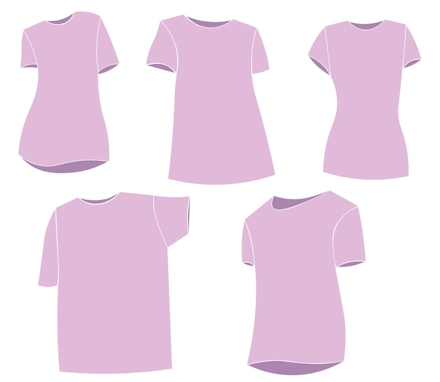 Vector conjunto camisetas rosa