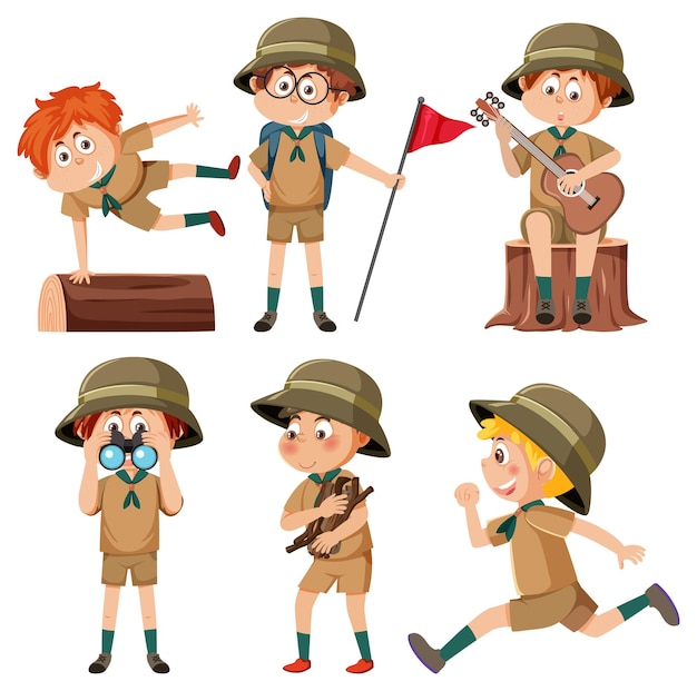 Vector conjunto de camping niños