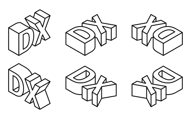 Vector conjunto de caracteres 3d y estereoscópicos simples para dx