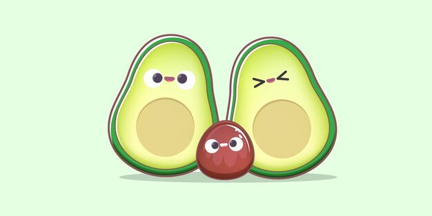 Conjunto de caracteres de aguacate de divertidos dibujos animados