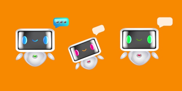 Conjunto de caracteres de bot de chat lindo moderno