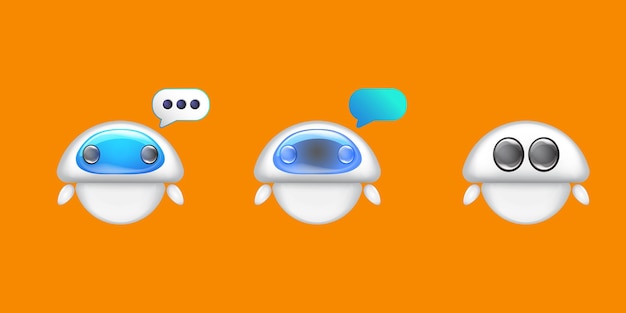 Conjunto de caracteres de bot de chat lindo moderno