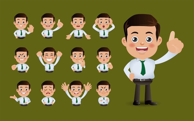 Conjunto de caracteres de dibujos animados de empresario