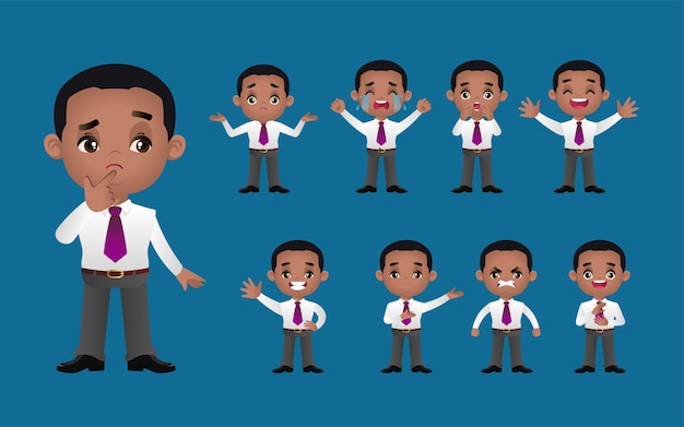 Conjunto de caracteres de dibujos animados de empresario