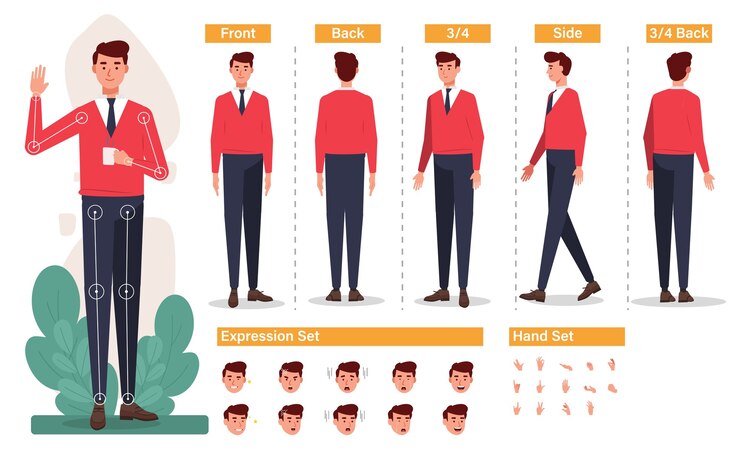 Vector conjunto de caracteres de empresario haciendo su trabajo con diferentes poses