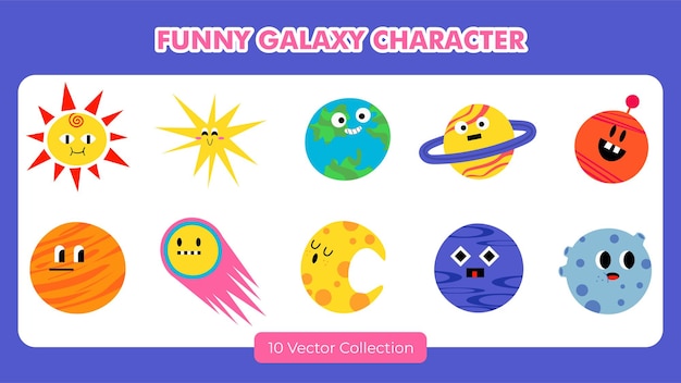 Conjunto de caracteres graciosos de la galaxia