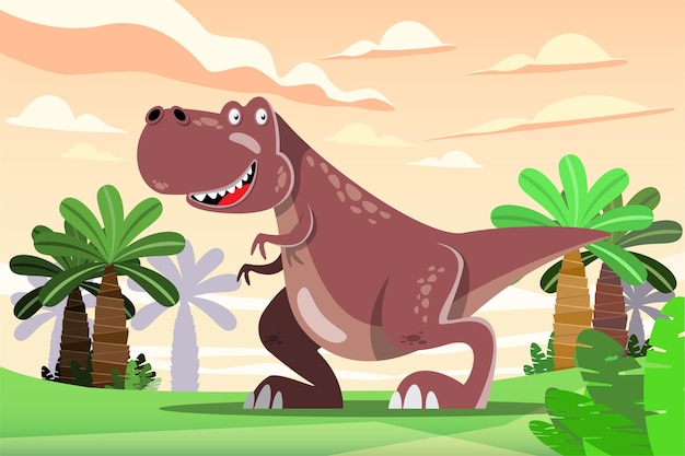 Conjunto de caracteres de lindos dinosaurios de dibujos animados de colores