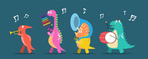 Conjunto de caracteres de lindos dinosaurios de dibujos animados de colores