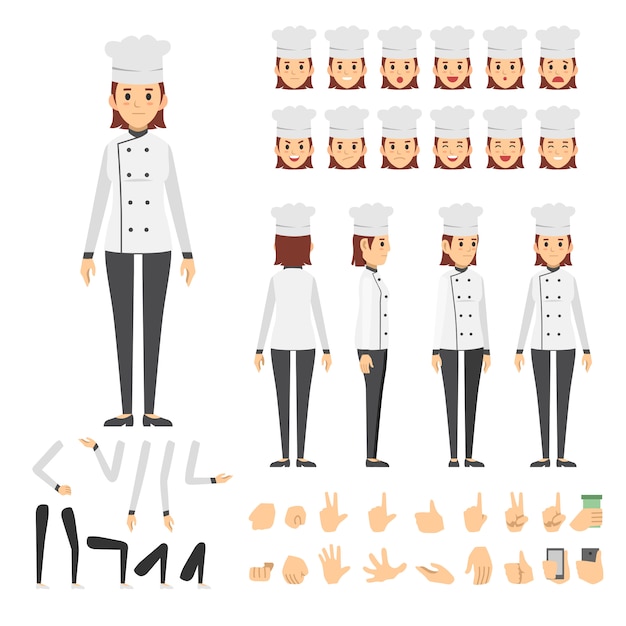 conjunto de caracteres de mujer chef