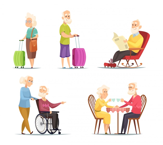 conjunto de caracteres de personas mayores