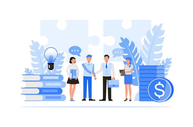 Conjunto de caracteres de personas de negocios. Concepto de relaciones comerciales.