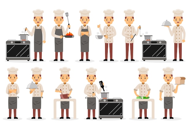 Conjunto de caracteres de profesión de chef
