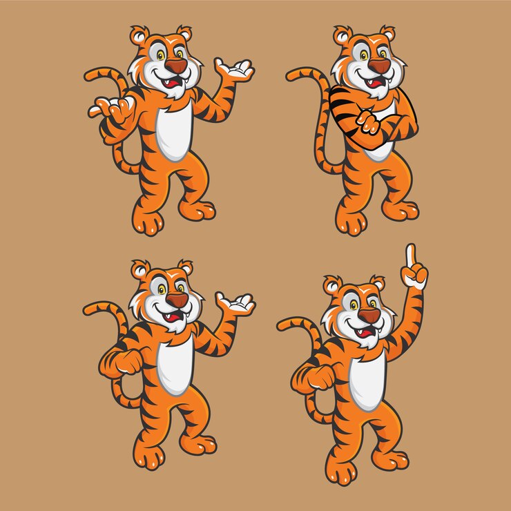Conjunto de caracteres de tigre gracioso