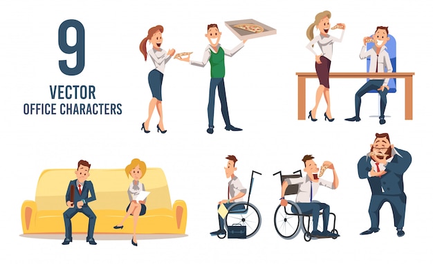 Conjunto de caracteres de Vector de trabajadores de oficina masculinos y femeninos