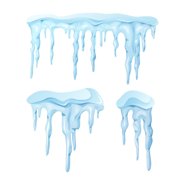 Conjunto de carámbanos azules aislados sobre fondo blanco Elementos de invierno