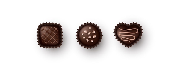 Conjunto de caramelos de chocolate.