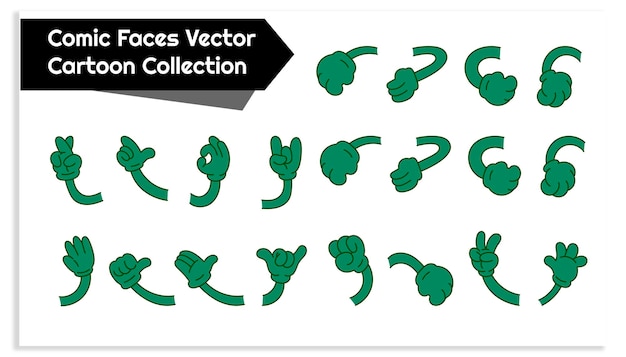 conjunto de caras cómicas colección de iconos vectoriales de dibujos animados
