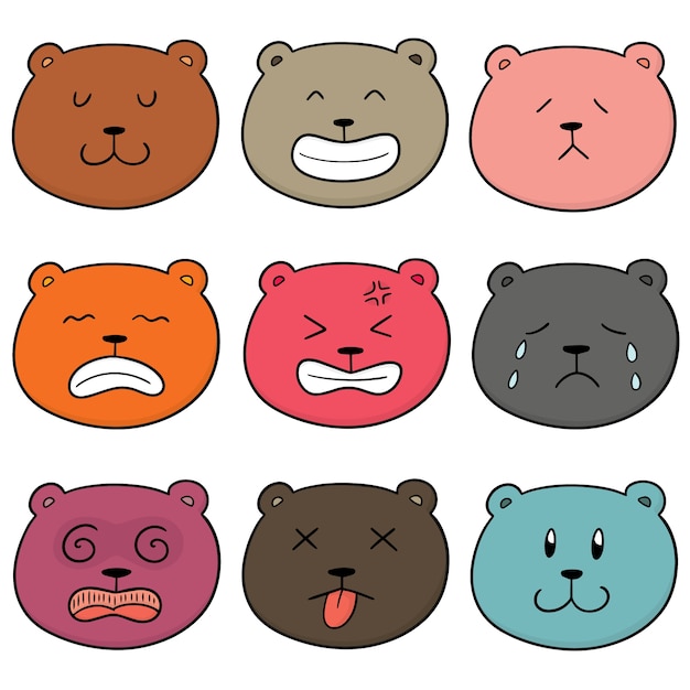 conjunto de caras de oso