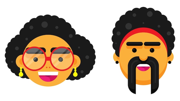 Vector conjunto de caras de pareja bonitas.