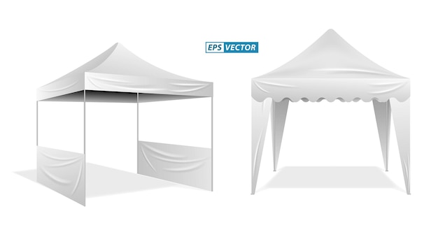 Vector conjunto de carpa promocional de publicidad exterior realista o carpa comercial blanca aislada o carpa comercial