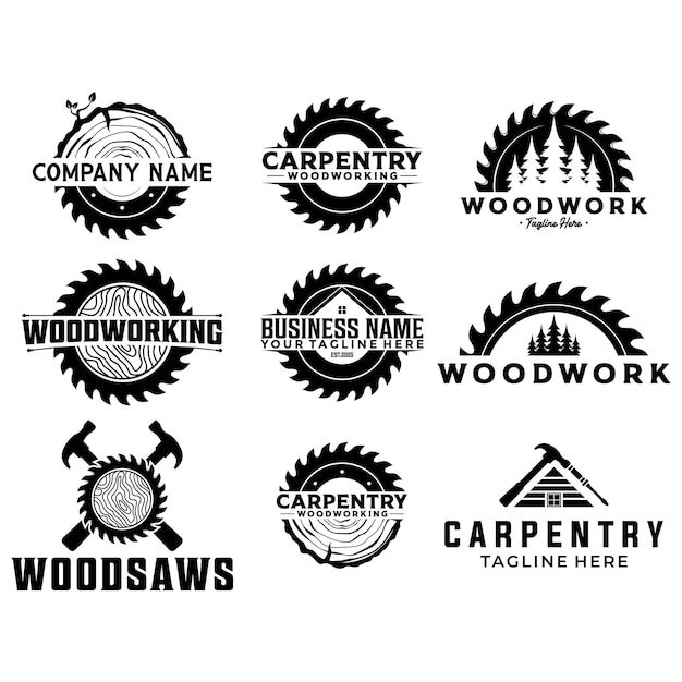 Conjunto de carpintería Logotipo Diseño de vector Ilustración