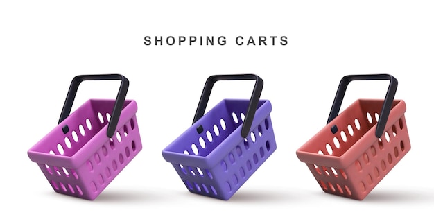 Conjunto de carritos de compras aislados sobre fondo blanco ilustración vectorial