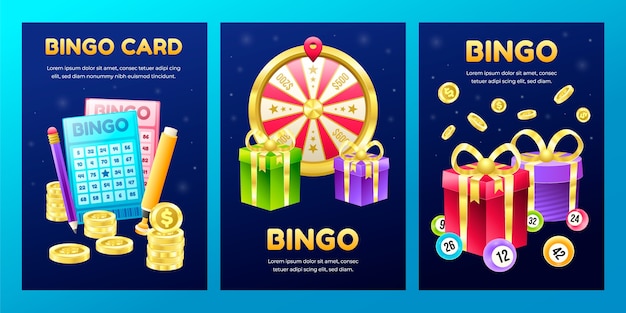 Vector conjunto de cartas de juego de bingo de dibujos animados isométricos