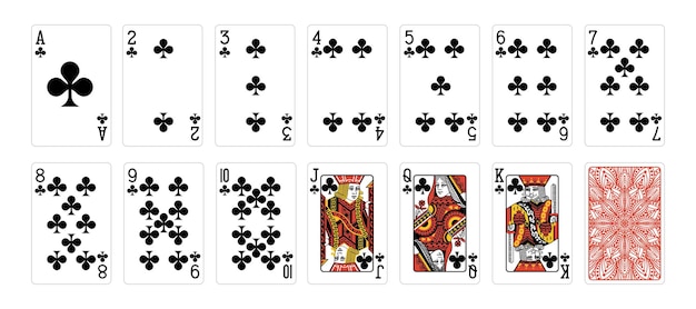 Conjunto de cartas de póquer con cartas de juego de póquer aisladas sobre fondo blanco