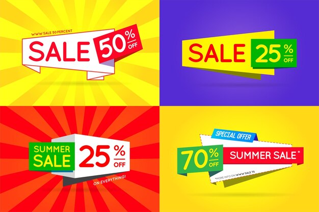 Conjunto de cartel de cartel de venta listo para web y vector de impresión