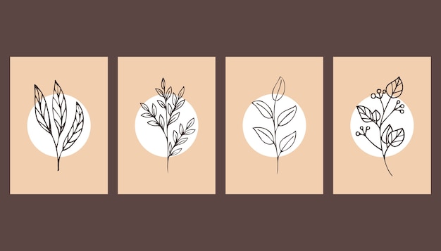 Conjunto de cartel. Hermosas plantas.