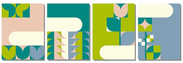 Conjunto de carteles abstractos de Bauhaus Espacio vacío de patrón para texto Invitación de volante de banner de redes sociales