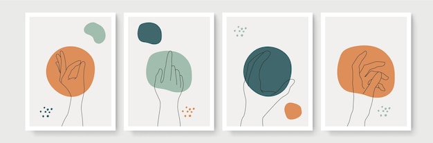conjunto de carteles abstractos de estilo boho con gesto de mano