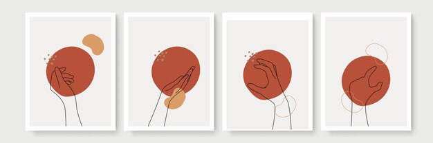 conjunto de carteles abstractos de estilo boho con gesto de mano