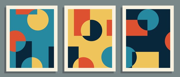Conjunto de carteles abstractos Fondo de cubierta geométrica Ilustración vectorial